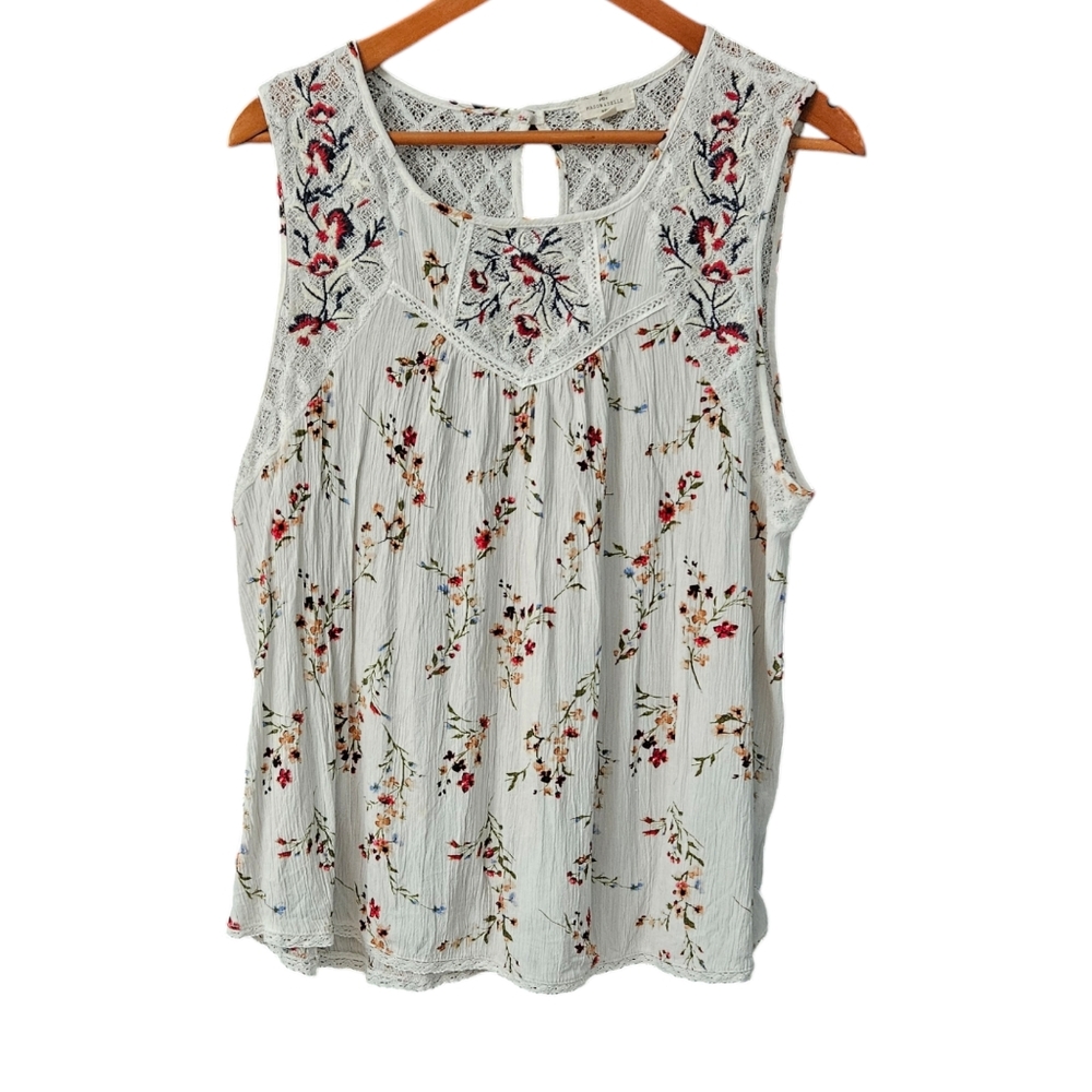 Mason & Belle Sleeveless Top Tank Women's 2X Lace Embroidery Floral